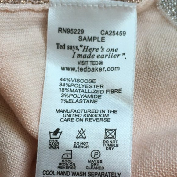 Ted Baker metallic pink silver stripe frill sweater top blouse size 2 nwot - Picture 5 of 6